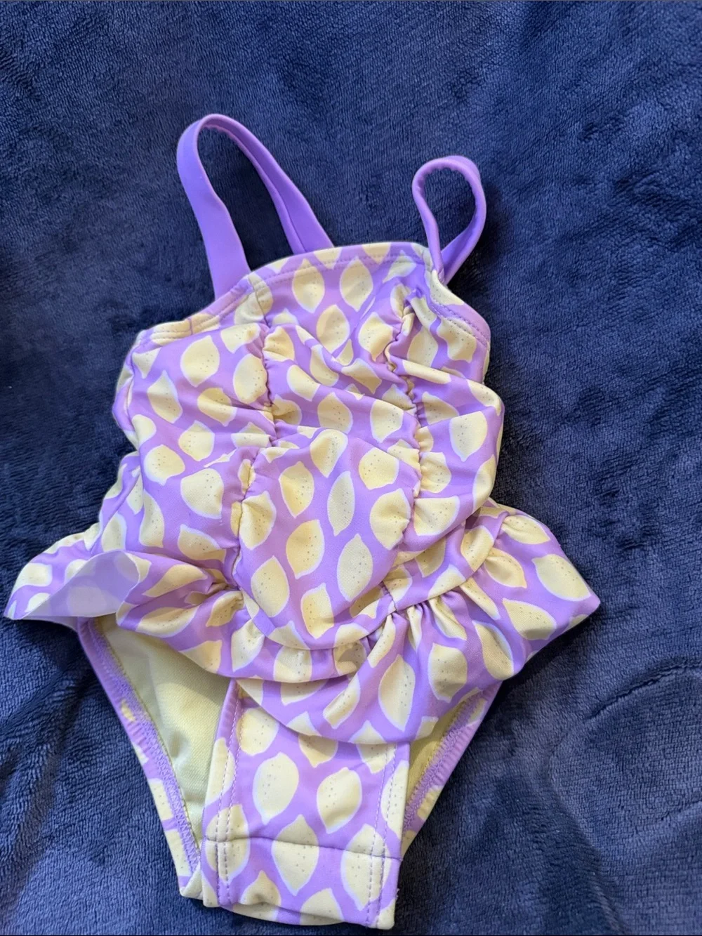 Cat & Jack Lavender and Yellow Lemon Ruffle One-Piece Swimsuit